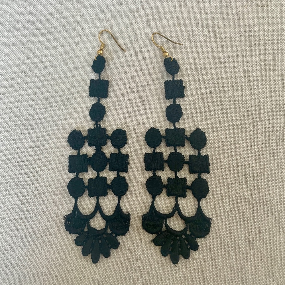 Black Lace Statement Earrings | Lightweight Dramatic Drop | Artisan Style